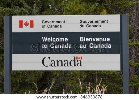 USA & Canada Border Post Royalty-Free Stock Photo #346930676
