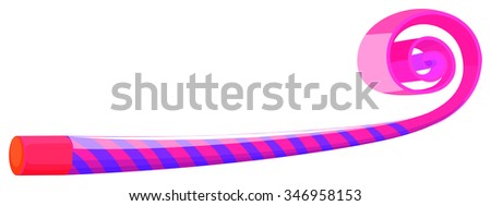 Party horn in blue and pink striped illustration