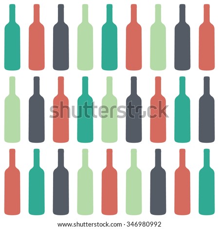 Wine bottles seamless pattern, vector