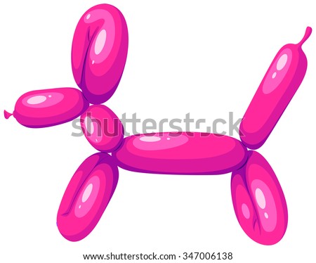 Dog shape balloon in pink color illustration