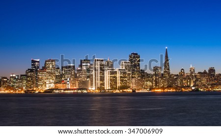 Beautiful downtown San Francisco after sunset