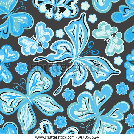 Seamless pattern with colorful butterflies. Vector illustration, EPS 10