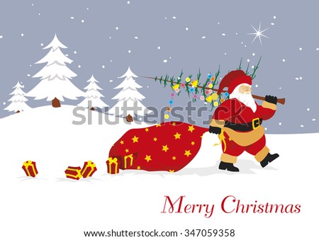 Funny Christmas Card with Santa Claus