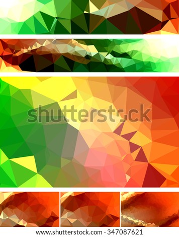Various banner vector set with triangle pattern