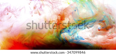 colorful liquid paint water abstract on white background