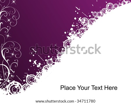  purple greeting card, vector illustration