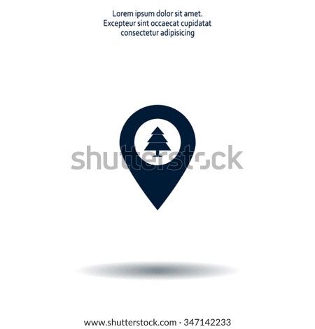 Forest map pin icon, map pointer, vector illustration eps 10
