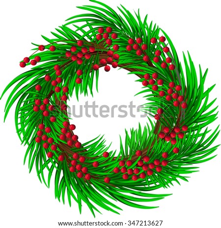 Pine wreath with red berries