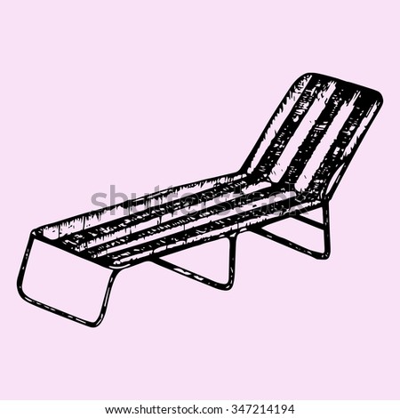 beach chair, doodle style, sketch illustration, hand drawn, raster