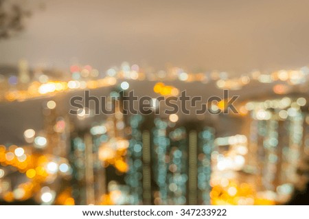Bueautiful night bokeh city at hongkong