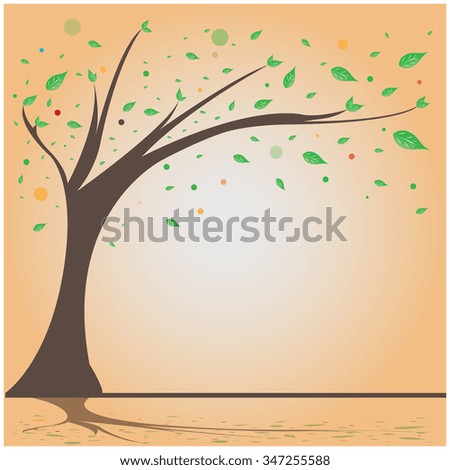 Isolated abstract tree on a colored background