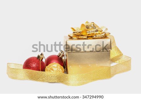 Christmas gift  with Christmas ball on white background