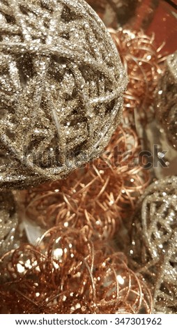 Christmas Decorations Background Gold and Silver Ornaments