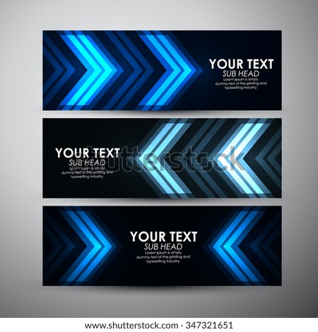 Abstract blue arrow pattern. Vector banners set background. 