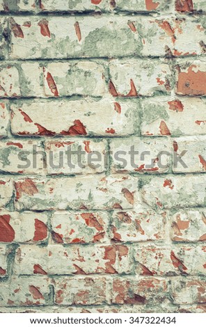 Worn vivid white colorful brick wall texture background. Vintage effect.