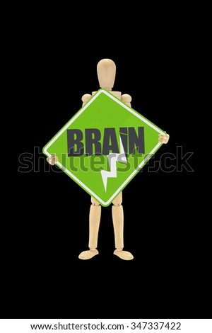 Green Brainstorm (thunderbolt signifies storm) Traffic Sign Mannequin isolated on black background
