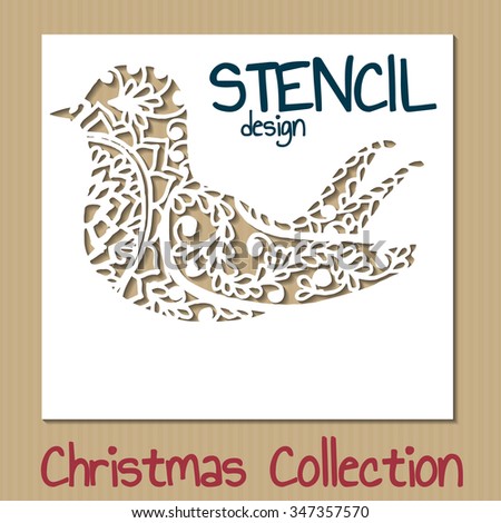 Stencil design template. Christmas collection. Vector illustration