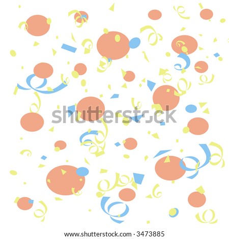 balloons and streamers  scattered on white  background