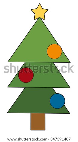 Cartoon christmas tree isolated illustration for children