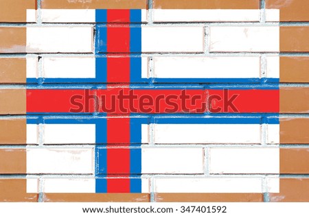 Faroe Islands flag painted on old brick wall texture background