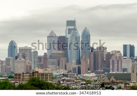 Philadelphia Skyline on a foggy daylight