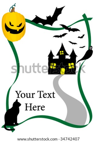 Halloween illustration with old hunted castle