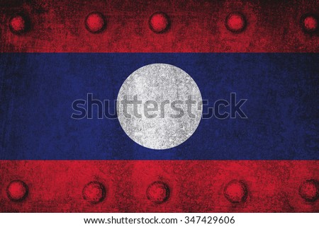 Laos flag old metal textured background