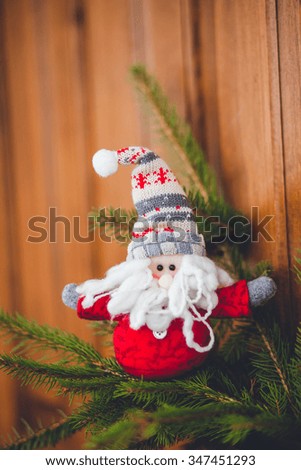Santa Claus toy on the Christmas tree