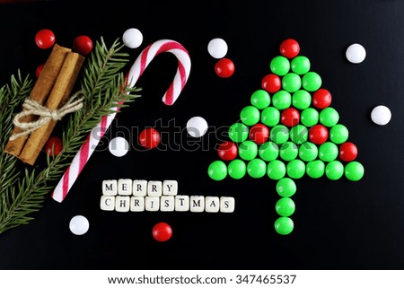 christmas tree shape candy background