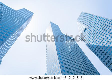 Skyscraper building at singapore - blue whitebalance processing style pictures
