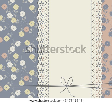 Stylish cover with flowers, bows and leaves for your designs. 
Vector template can be used for invitation, greeting card , baby shower and more designs.