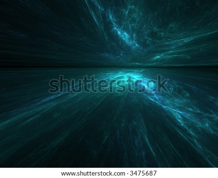 fractal illustration resembling a galactic scene or horizon like in one of the old science fiction films