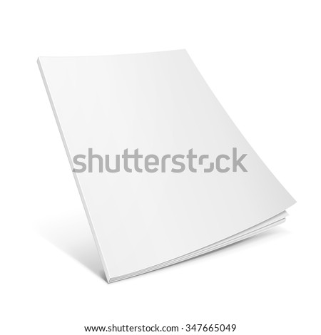 Blank Flying Cover Of Magazine, Book, Booklet, Brochure. Illustration Isolated On White Background. Mock Up Template Ready For Your Design. Vector EPS10 Royalty-Free Stock Photo #347665049