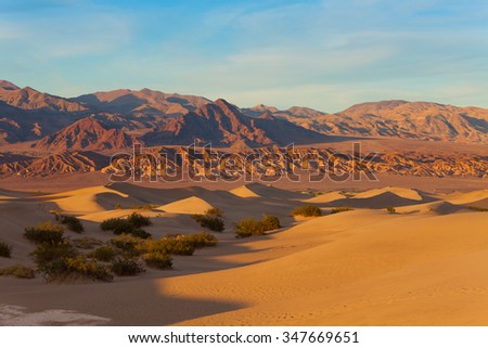 Landscape of sand dunes in Death Valley California