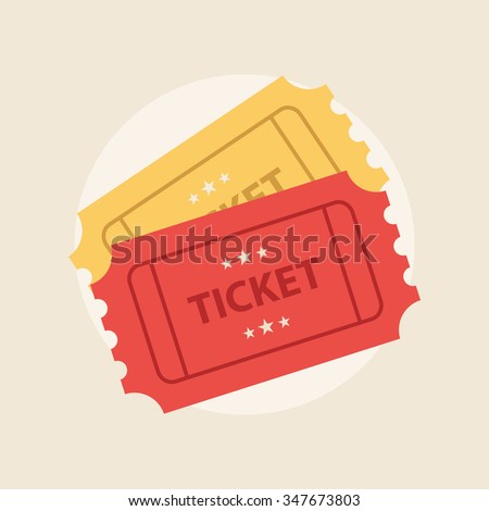 Ticket icon vector illustration in the flat style. Retro ticket stub isolated on a background.  Royalty-Free Stock Photo #347673803