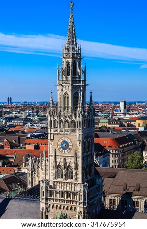 The New Town Hall, is a town hall, at the northern part of Marienplatz in Munich, Bavaria, Germany. It hosts the city government including the city council and part of the administration.