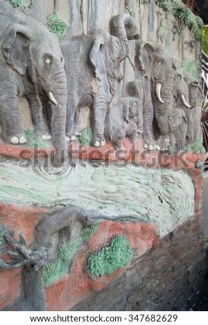 Elephant on stone wall image