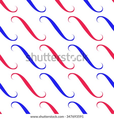 Vector diagonal seamless pattern background with red and blue curls. Clipping mask.