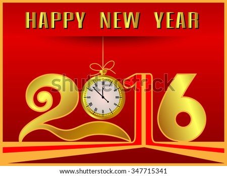 2016 Happy New Year with clock
