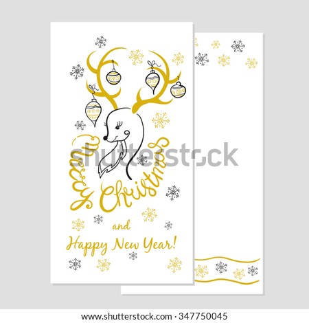 Merry Christmas and New Year Greeting card. Christmas Printables.