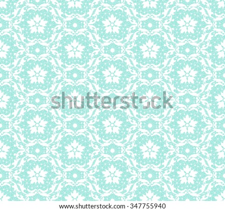 seamless lace with floral pattern on a turquoise background