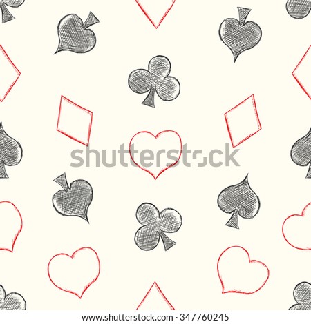 Vector Seamless Playing Cards Suits Pattern Background