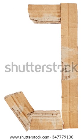 Alphabet of cardboard isolated on white background. Letter J