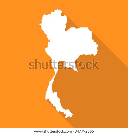 Thailand map flat simple style with long shadow.
