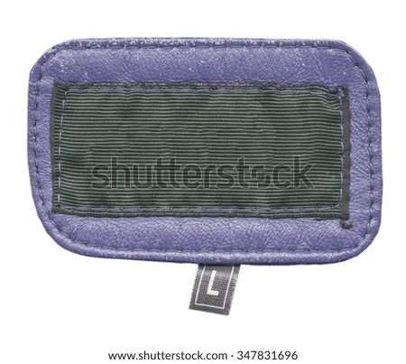 blank violet leather label on white