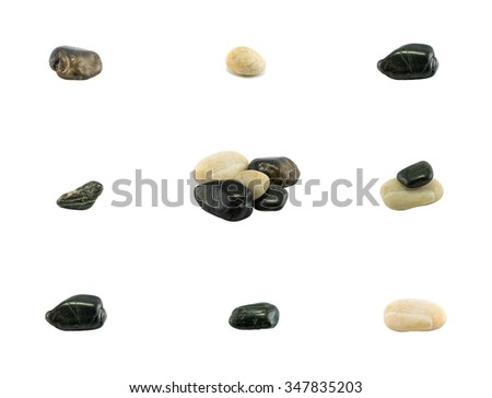 Group of closeup stone isolated on white background
