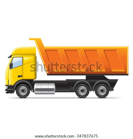 Dump truck isolated on white photo-realistic vector illustration