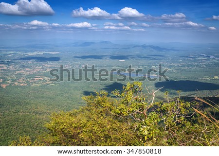 View scenic mountain landscape looking from Doi Luang Tak mountain peak at Tak , Thailand.