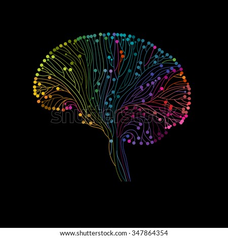Multicolored brain connections, eps10 vector