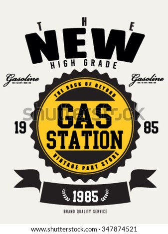 Motor gasoline typography, t-shirt graphics, vectors